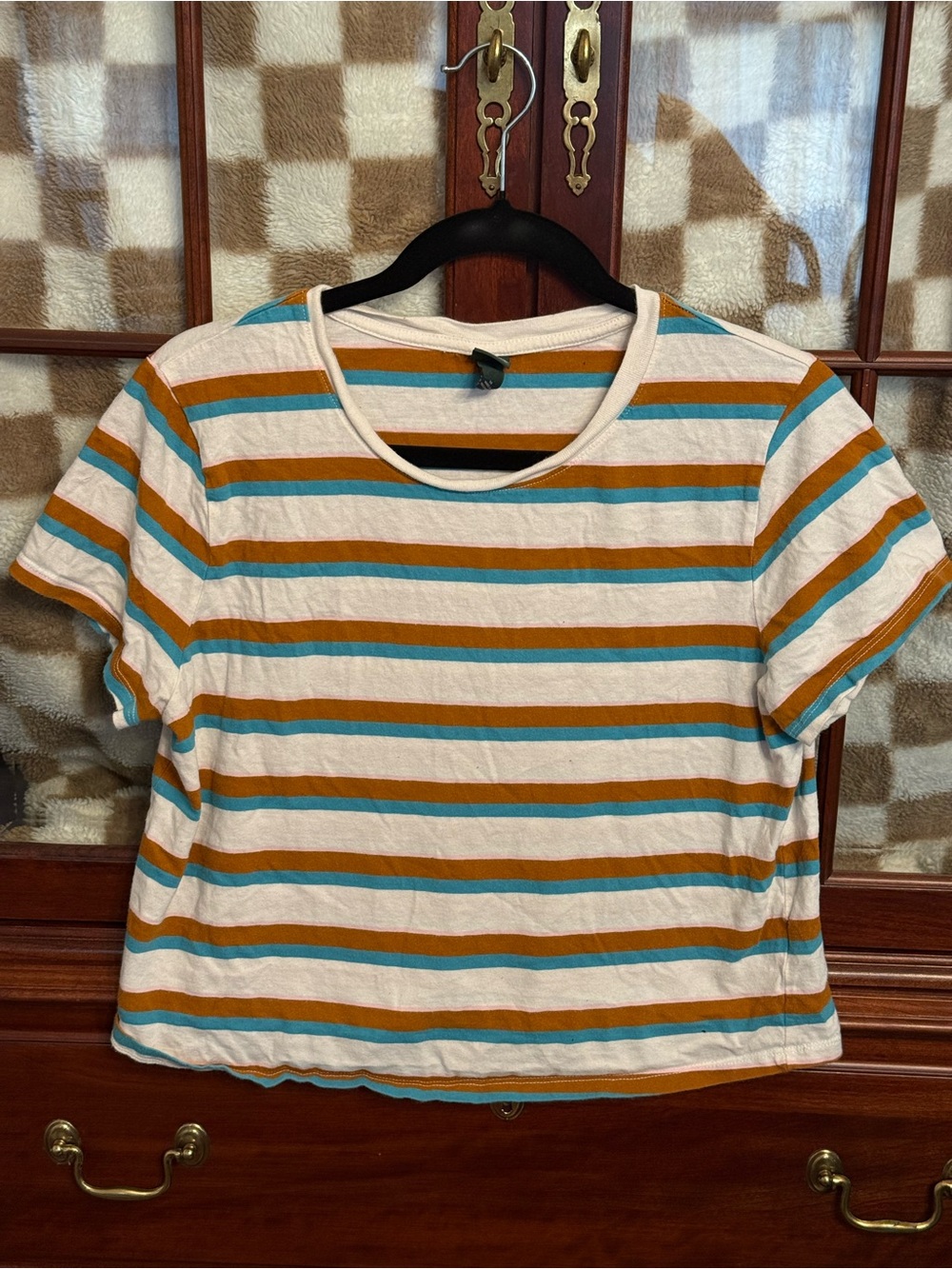 wild fable Striped Short-Sleeve Crop Top
